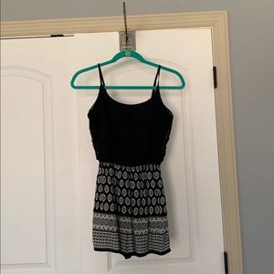 Three Pink Hearts Black patterned romper